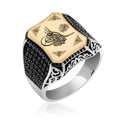Bague pour homme en argent ottoman Tughra 