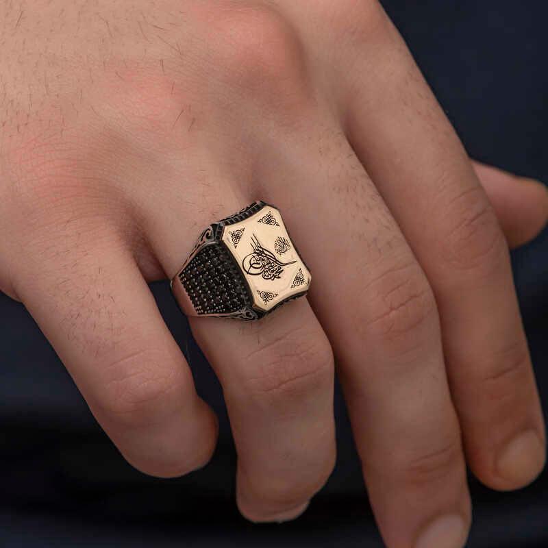 Bague pour homme en argent ottoman Tughra 