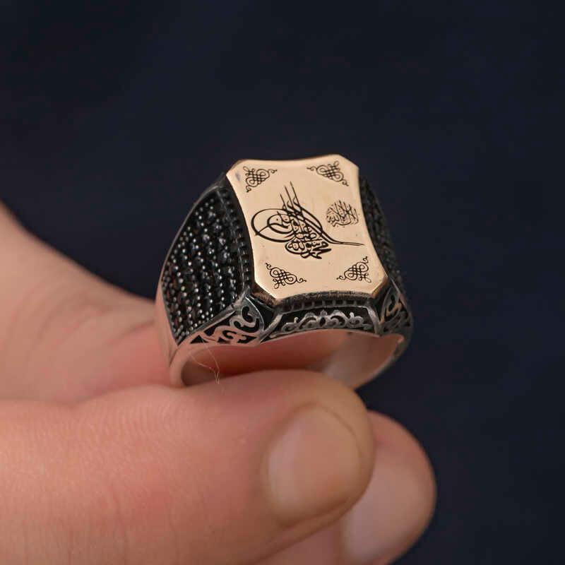 Bague pour homme en argent ottoman Tughra 