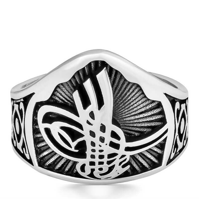 Silver Ottoman Tughra Thumb Ring for Men