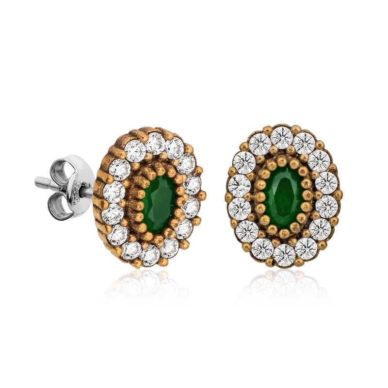 Silver Authentic Oval Studded Women's Earrings