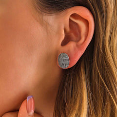 Silver Oval Studded Women's Earrings
