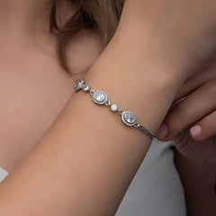 Bracelet femme en argent avec pierre ovale