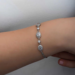 Bracelet femme en argent avec pierre ovale