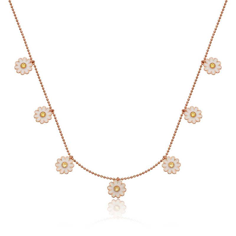 Silver Rose Daisy Lucky Women's Necklace