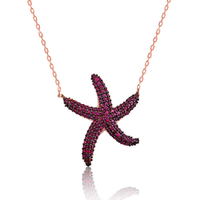 Silver Pink Starfish Women's Necklace