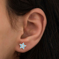 Silver Petunia Flower Earrings