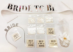Nessiworld Silver Color Bride Party Crown Sash Tattoo Bracelet Set Full 13 Pieces