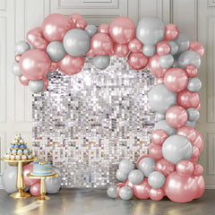 Nessiworld Silver Color Rectangular Cut Shiny Glitter Look Background Curtain Decor 1x2 Meters