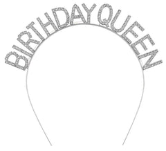 Nessiworld Silver Color Crystal Stone Shiny Birthday Queen Written Queen Crown 16x17 cm