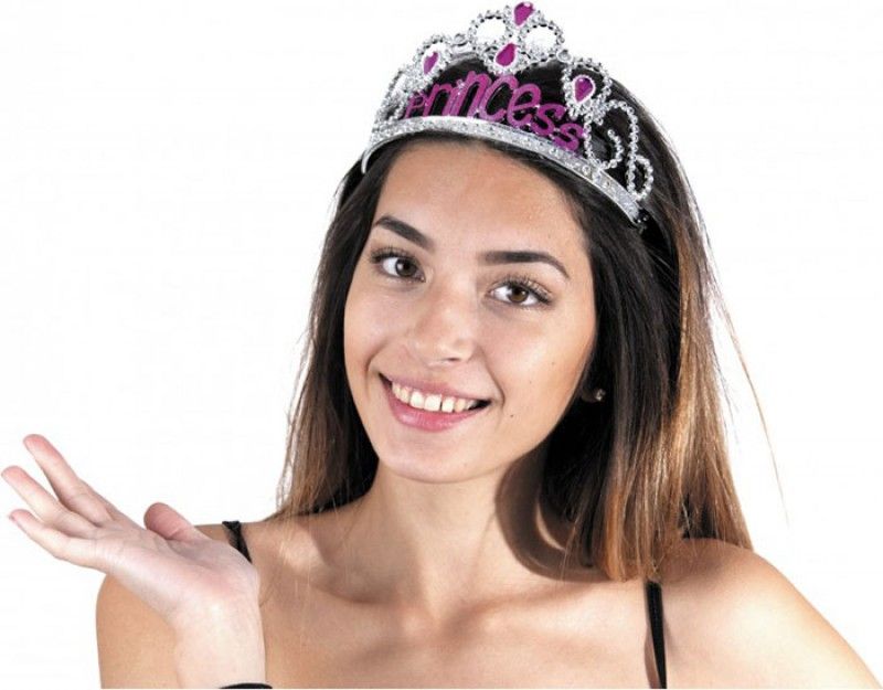 Silver Color Princess Written Party Crown 60 cm