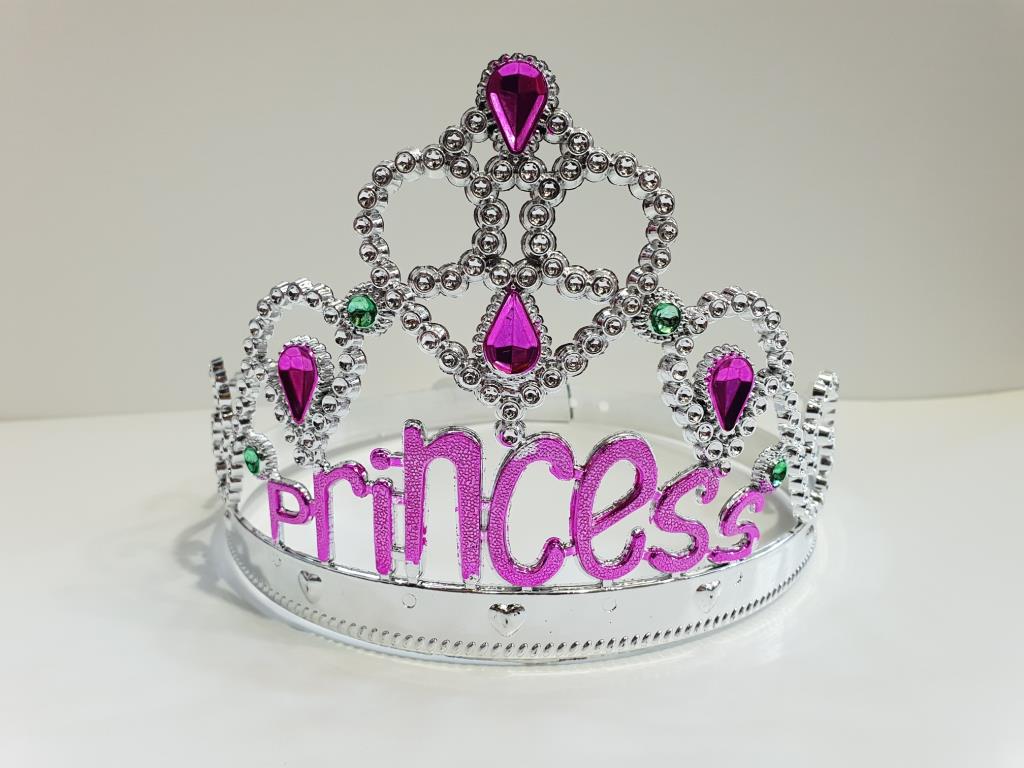 Silver Color Princess Written Party Crown 60 cm