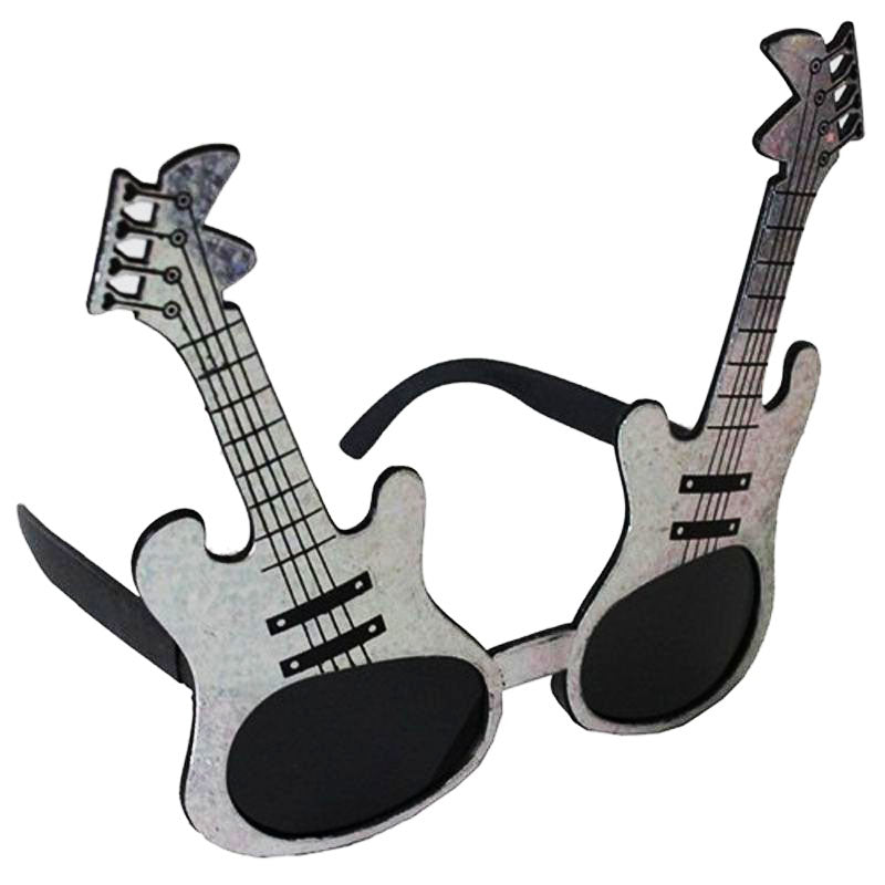 Verres de fête Nessiworld couleur argent en forme de guitare rock'n'roll 15 x 15 cm