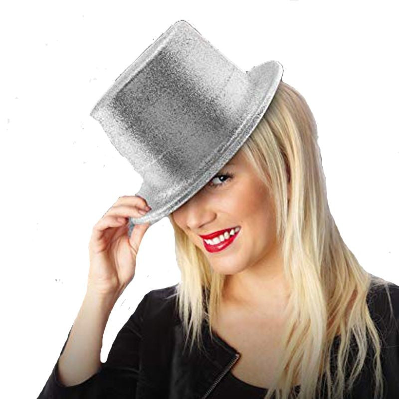 NessiWorld Silver Color Long Plastic Glitter Party Hat