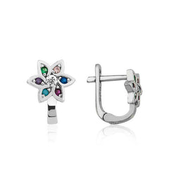 Silver Color Flower Women's Earrings