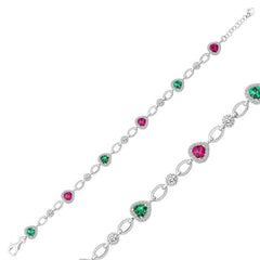 Bracelet femme cœurs couleur argent