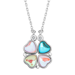 Silver Colored Openable Clover Women's Necklace