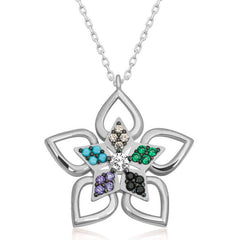 Silver Color Stone Flower Women's Necklace