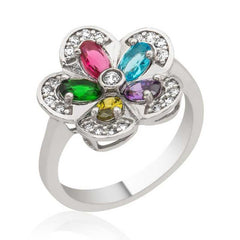 Silver Color Stone Flower Ring