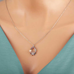 Silver Color Stone Flower Women's Necklace