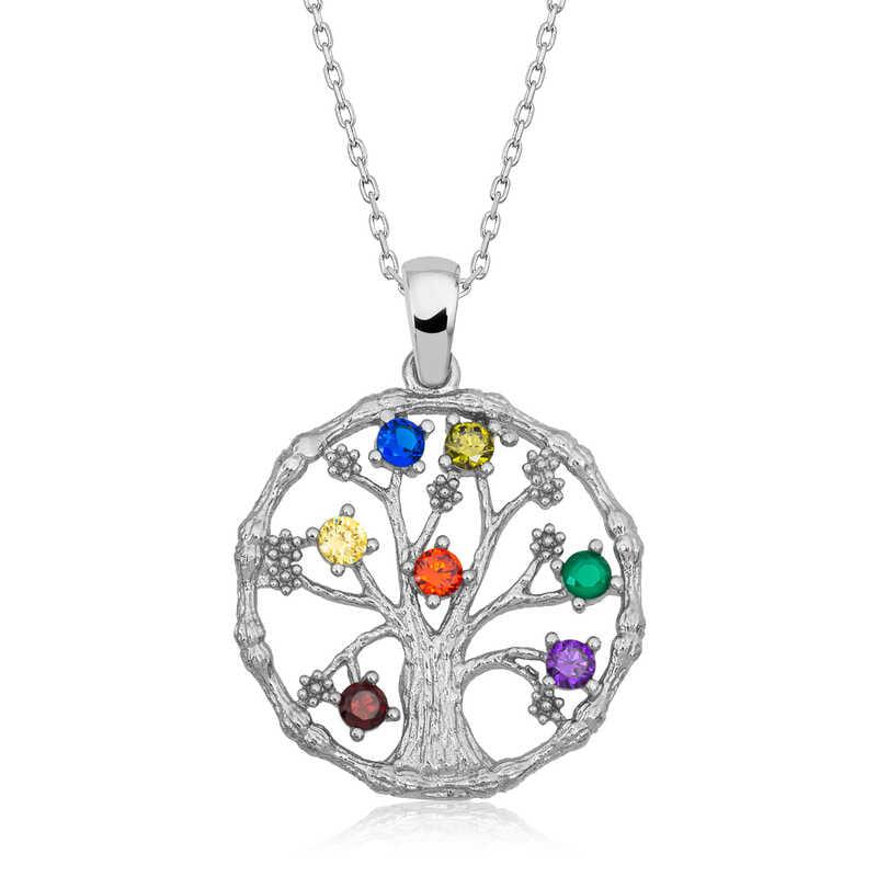Silver Color Stone Tree of Life Women's Necklace