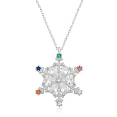 Silver Color Stone Snowflake Women's Necklace