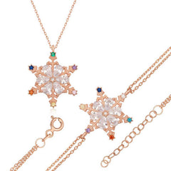 Silver Color Stone Snowflake Women Set