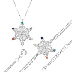 Silver Color Stone Snowflake Women Set