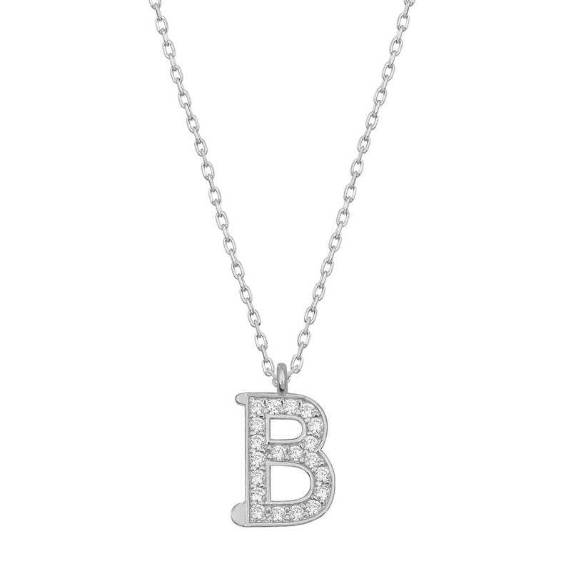 Silver Rhodium Letter B Women's Necklace