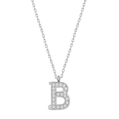 Silver Rhodium Letter B Women's Necklace