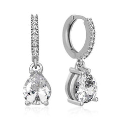 Silver Rhodium Hoop Drop Earrings