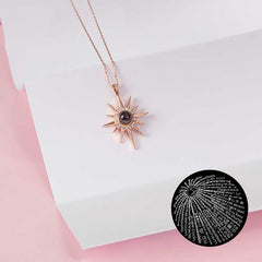 Silver Rose I Love You in 100 Languages ​​Polar Star Women's Necklace