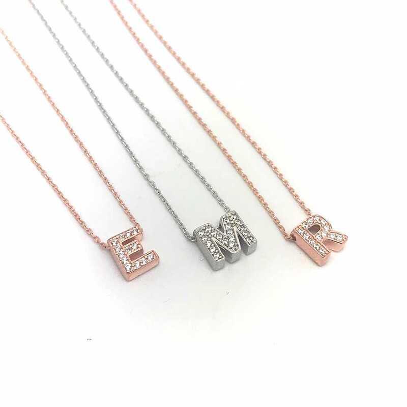Silver Rose 3D Evil Eye Letter Women's Necklace