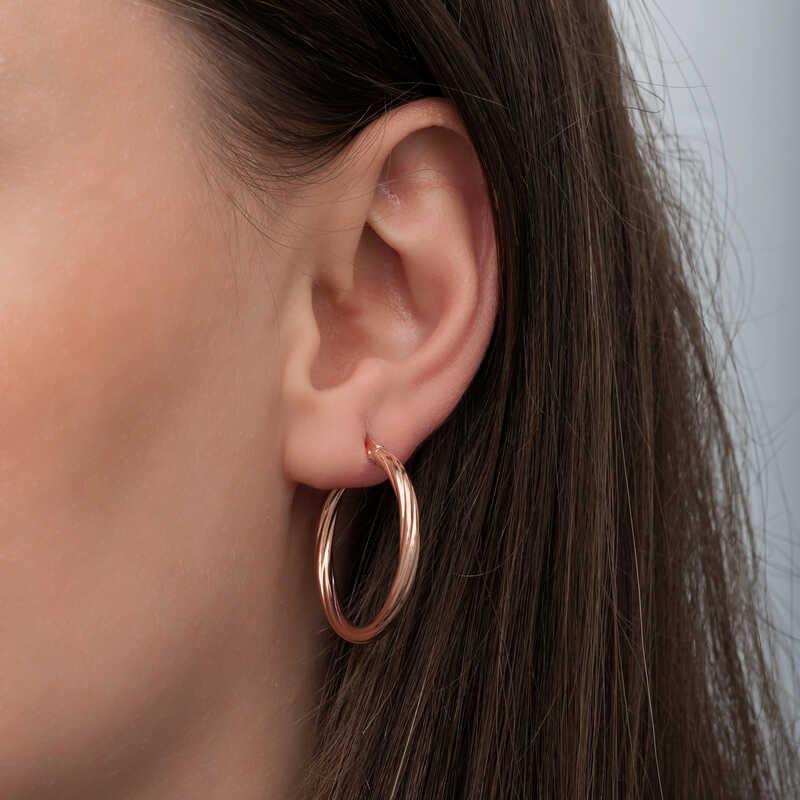 Silver Rose 3 mm Spiral Hollow Earring