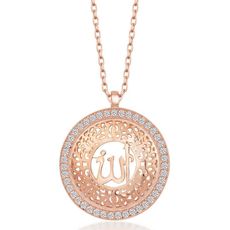 Silver Rose Allah Written Women's Necklace