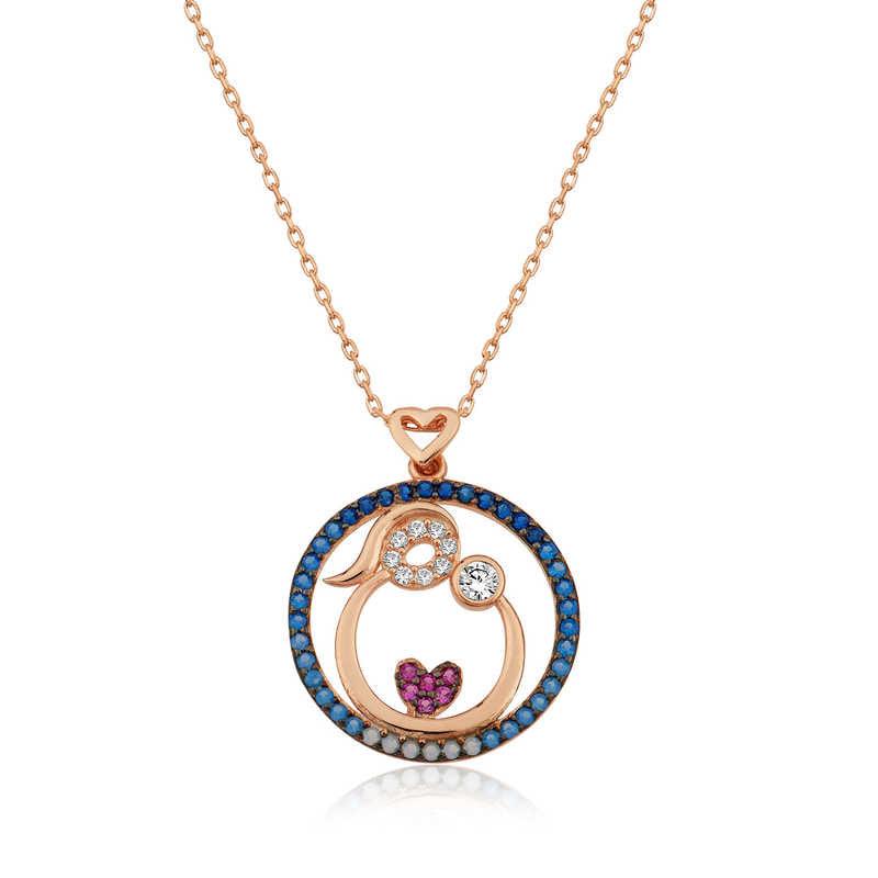 Silver Rose Mother and Baby Love Women's Necklace