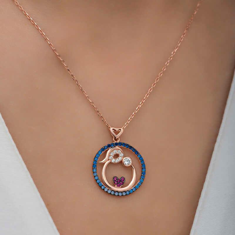 Silver Rose Mother and Baby Love Women's Necklace