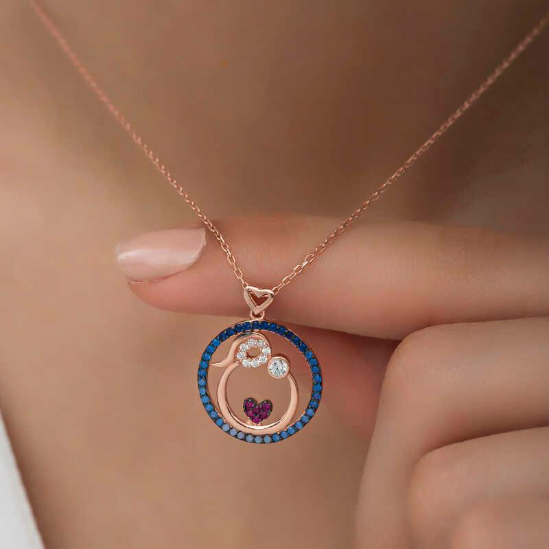 Silver Rose Mother and Baby Love Women's Necklace