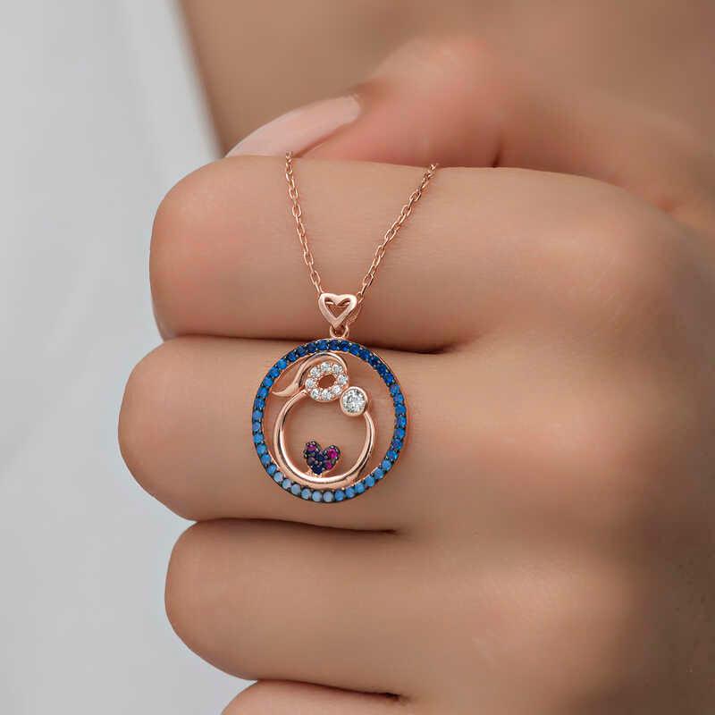 Silver Rose Mother and Baby Love Women's Necklace