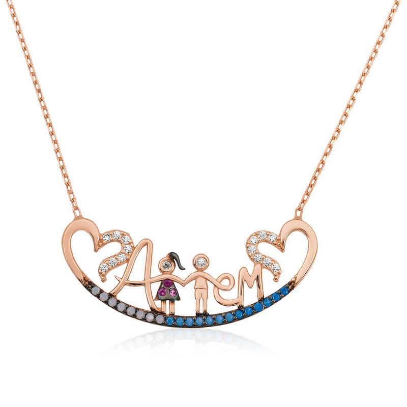 Silver Rose Mom Written Women's Necklace