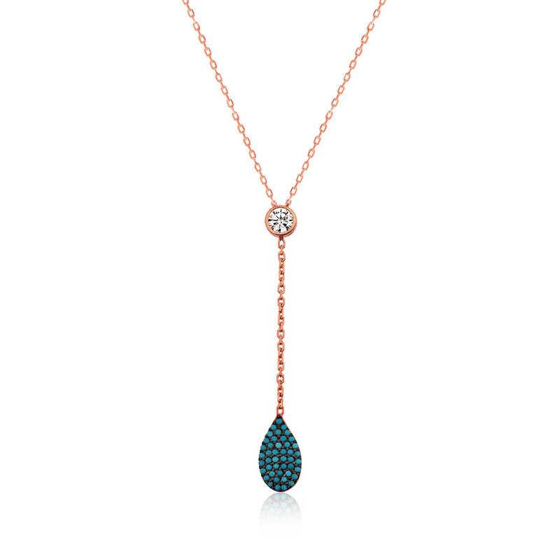 Silver Rose Love Drop Women's Necklace 