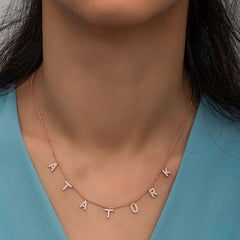 Collier pour femme en argent avec inscription Atatürk