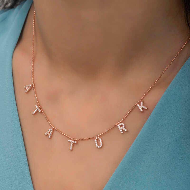 Collier pour femme en argent avec inscription Atatürk