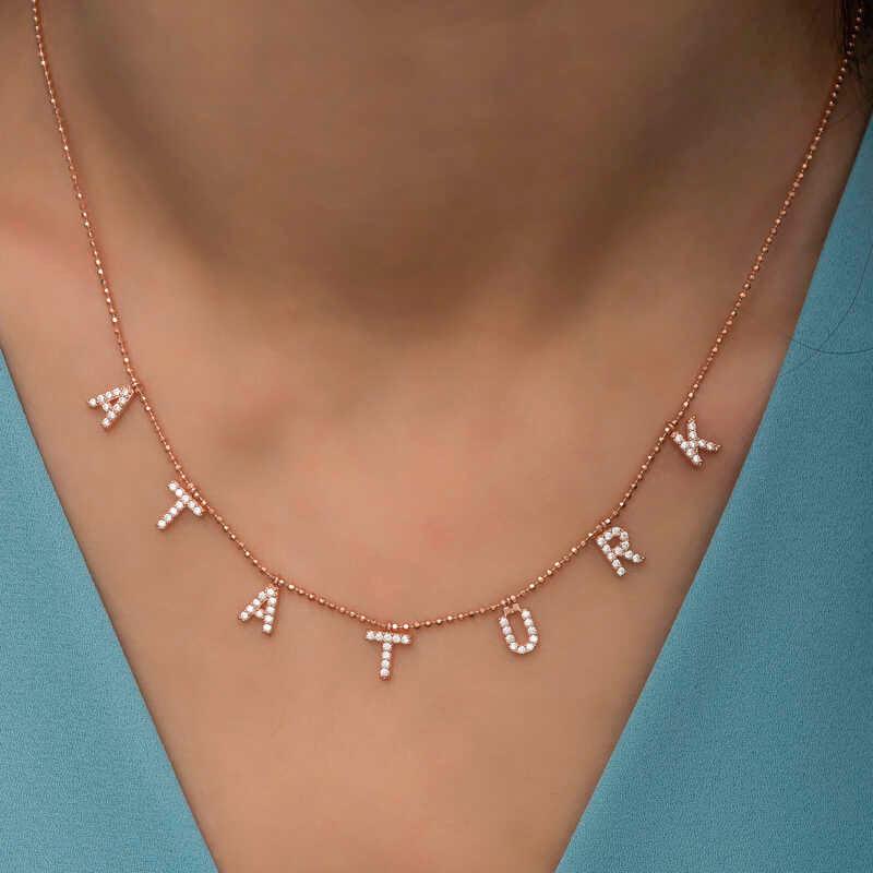 Collier pour femme en argent avec inscription Atatürk