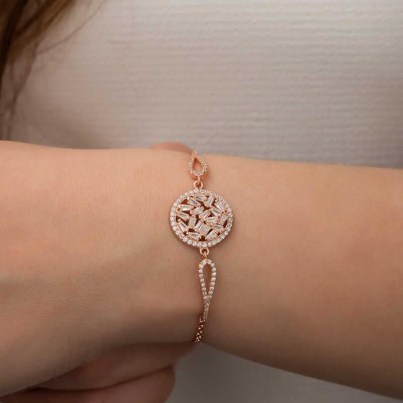 Silver Rose Baguette Stone Bracelet