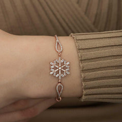 Silver Rose Baguette Stone Snowflake Bracelet