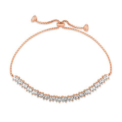 Bracelet ascenseur en pierre baguette argentée rose