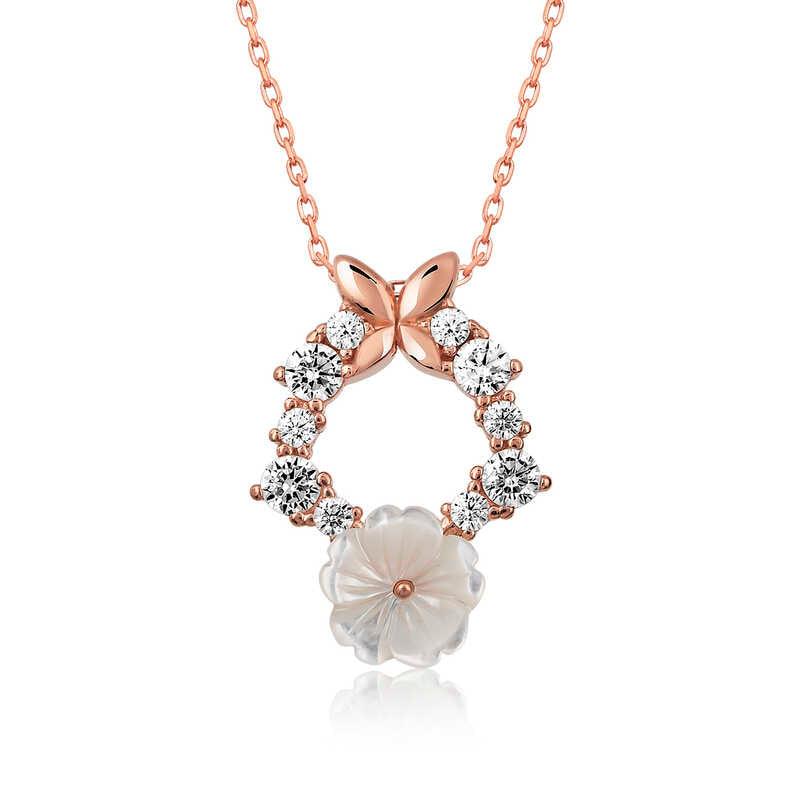 Silver Rose Spring Flower Necklace