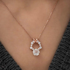 Silver Rose Spring Flower Necklace