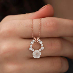 Silver Rose Spring Flower Necklace